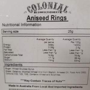 Aniseed Rings  100g