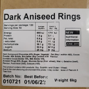 Dark Chocolate Aniseed Rings, Everfresh 100g
