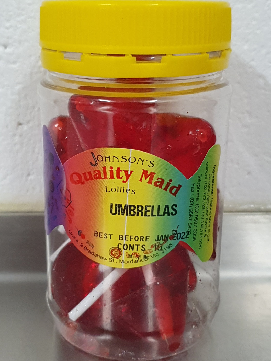 Umbrella Lolly Pop, Johnson's Handmade 10pk GF