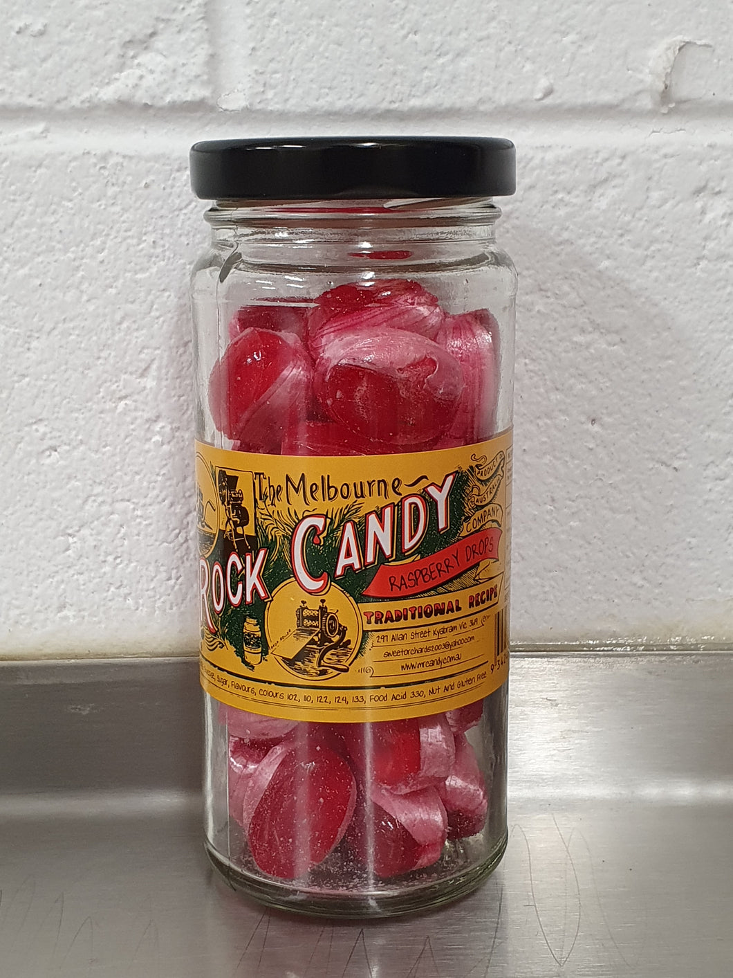 Raspberry cream drops, Melbourne Rock Candy Company 170g GF
